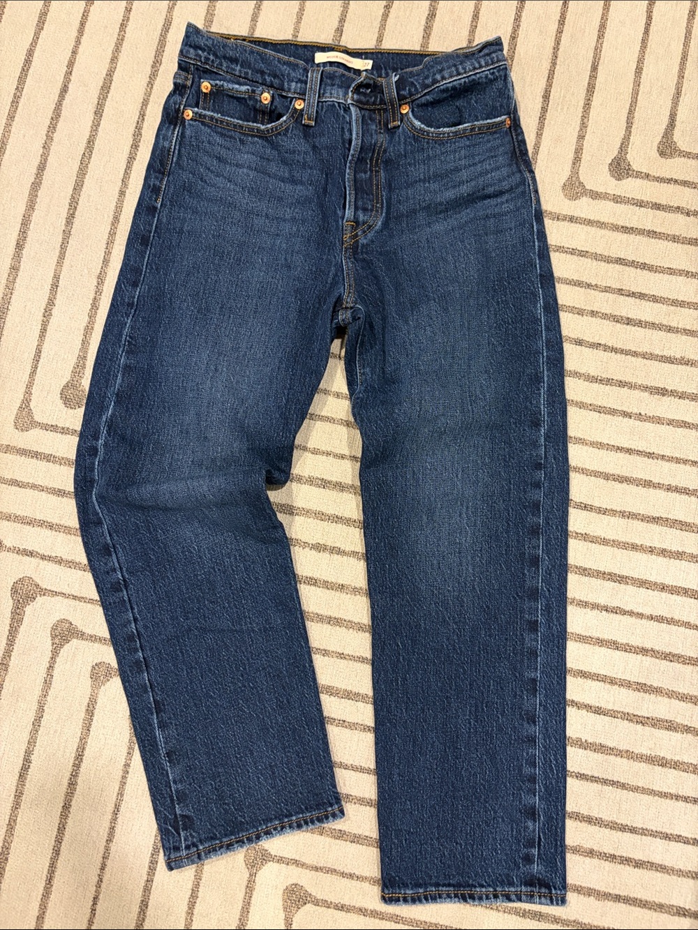 Levi's Dark Blue Cropped Straight-Leg Jeans